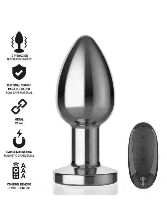 INTENSE PLUG ANAL 10 VIBRACIONES METAL CON CONTROL REMOTO L