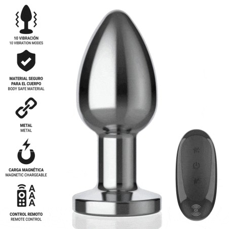 INTENSE PLUG ANAL 10 VIBRACIONES METAL CON CONTROL REMOTO L