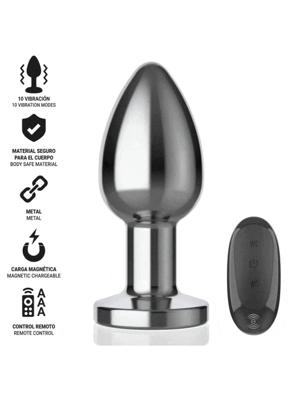 INTENSE PLUG ANAL 10 VIBRACIONES METAL CON CONTROL REMOTO L