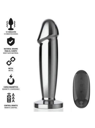 INTENSE PLUG ANAL 10 VIBRACIONES METAL EN FORMA DE DILDO CON CONTROL REMOTO S