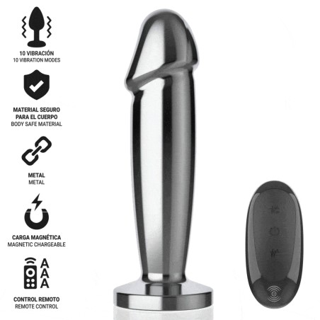 INTENSE PLUG ANAL 10 VIBRACIONES METAL EN FORMA DE DILDO CON CONTROL REMOTO S