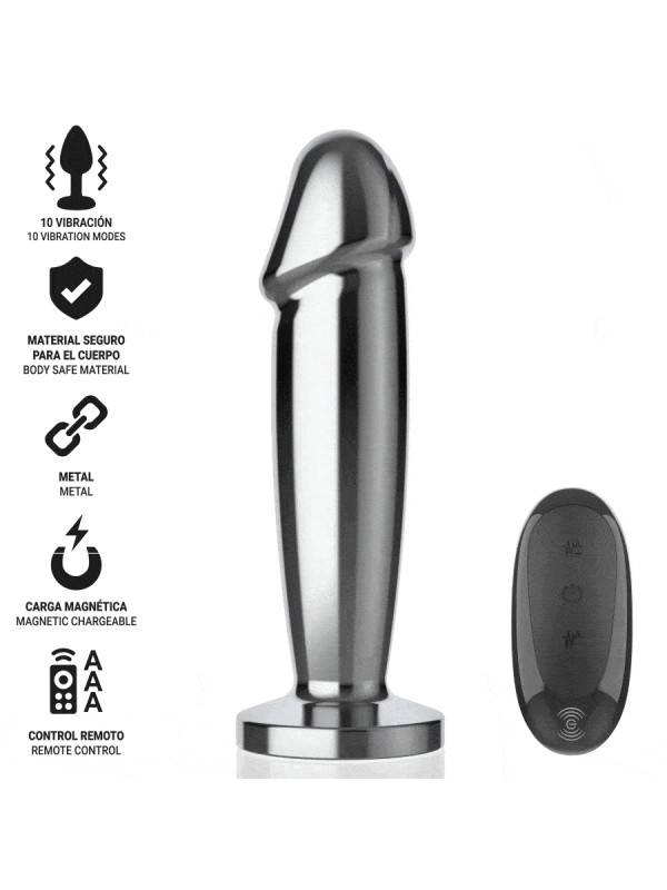 INTENSE PLUG ANAL 10 VIBRACIONES METAL EN FORMA DE DILDO CON CONTROL REMOTO S