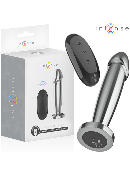 INTENSE PLUG ANAL 10 VIBRACIONES METAL EN FORMA DE DILDO CON CONTROL REMOTO M
