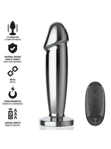 INTENSE PLUG ANAL 10 VIBRACIONES METAL EN FORMA DE DILDO CON CONTROL REMOTO M