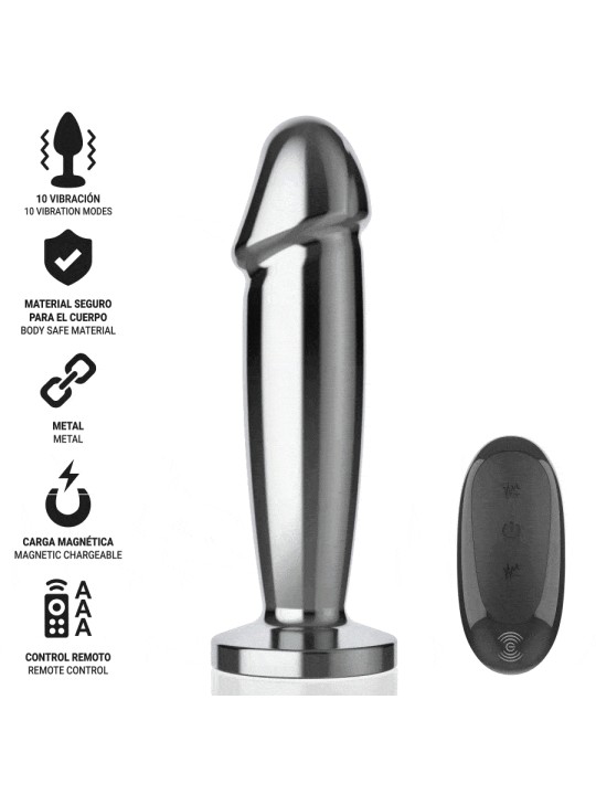 INTENSE PLUG ANAL 10 VIBRACIONES METAL EN FORMA DE DILDO CON CONTROL REMOTO M