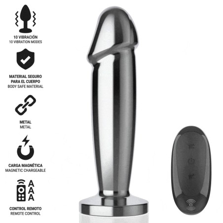 INTENSE PLUG ANAL 10 VIBRACIONES METAL EN FORMA DE DILDO CON CONTROL REMOTO M