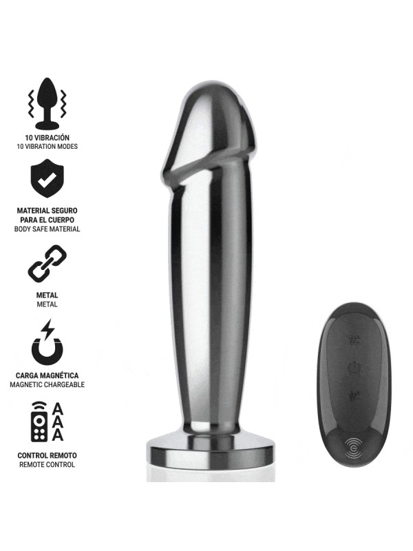 INTENSE PLUG ANAL 10 VIBRACIONES METAL EN FORMA DE DILDO CON CONTROL REMOTO M