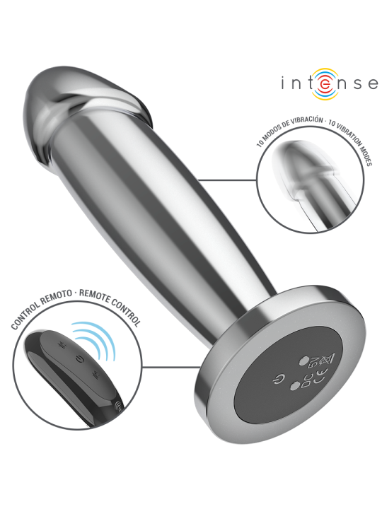 INTENSE PLUG ANAL 10 VIBRACIONES METAL EN FORMA DE DILDO CON CONTROL REMOTO M
