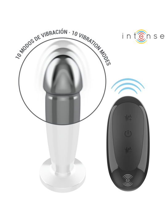 INTENSE PLUG ANAL 10 VIBRACIONES METAL EN FORMA DE DILDO CON CONTROL REMOTO M