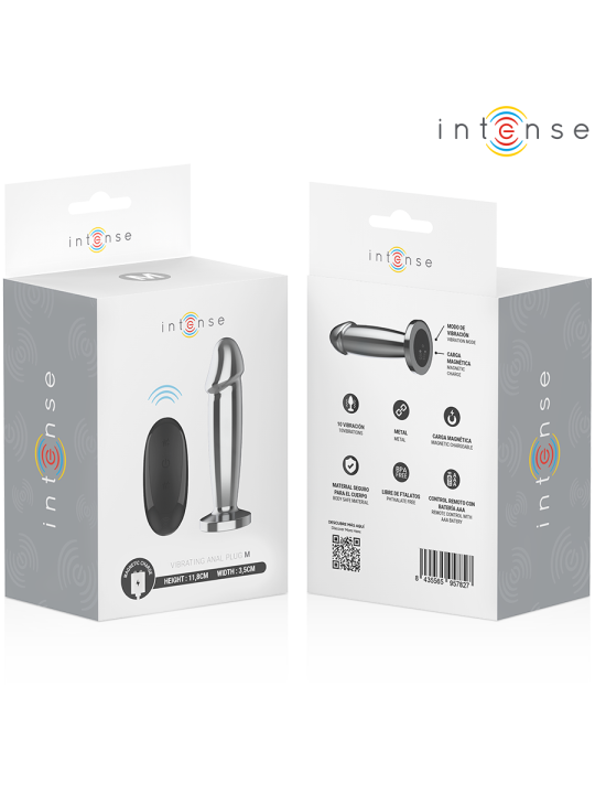 INTENSE PLUG ANAL 10 VIBRACIONES METAL EN FORMA DE DILDO CON CONTROL REMOTO M