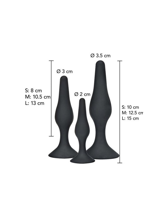TOYJOY ANAL PLAY CURVY COMPANIONS PLUG ANAL 3 PIEZAS NEGRO