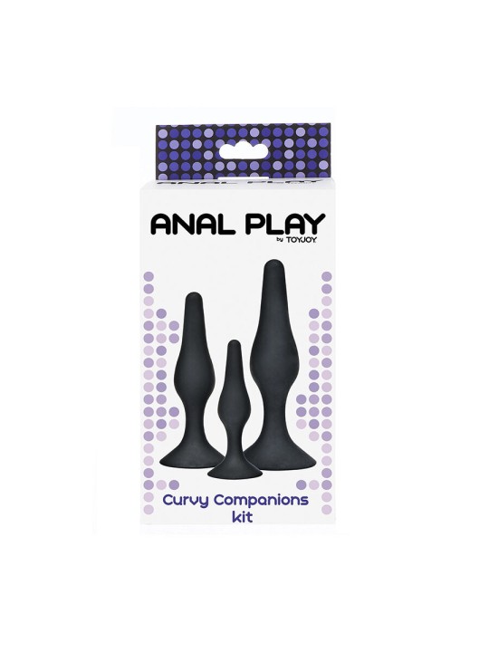 TOYJOY ANAL PLAY CURVY COMPANIONS PLUG ANAL 3 PIEZAS NEGRO