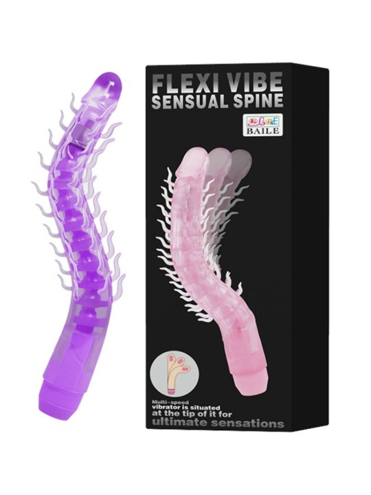 BAILE FLEXI VIBE SENSUAL SPINE BENDABLE VIBRATING DILDO LILA 235 CM