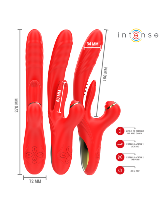INTENSE ROSALIA VIBRADOR MULTIFUNCION 3 EN 1 ROJO