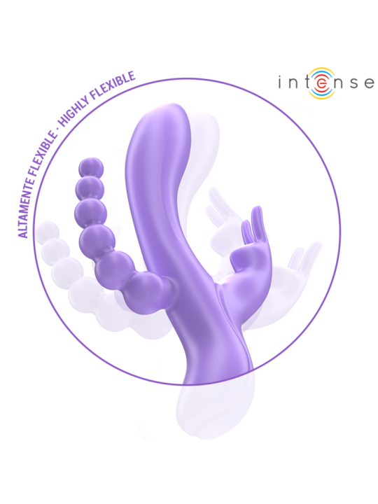 INTENSE MIKO TRIPLE VIBRADOR RABBIT ESTIMULADOR ANAL 7 VIBRACIONES MORADO