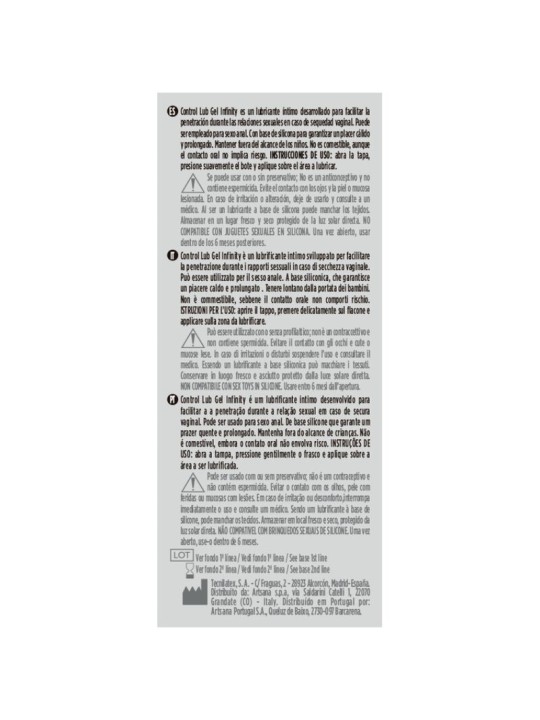 CONTROL INFINITY LUBRICANTE BASE SILICONA 75 ML