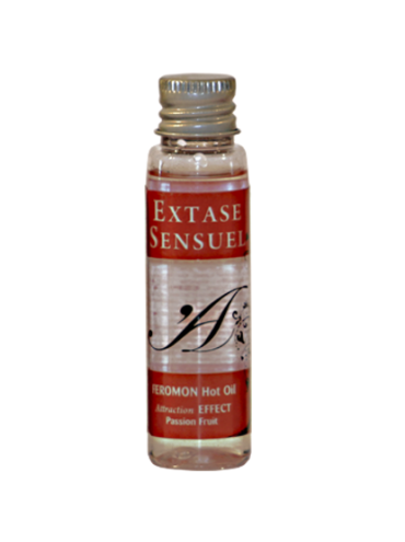 EXTASE SENSUAL ACEITE MASAJE EFECTO CALOR CON FEROMONAS FRUTA DE LA PASION VIAJE 35 ML
