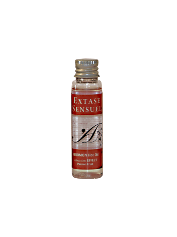 EXTASE SENSUAL ACEITE MASAJE EFECTO CALOR CON FEROMONAS FRUTA DE LA PASION VIAJE 35 ML