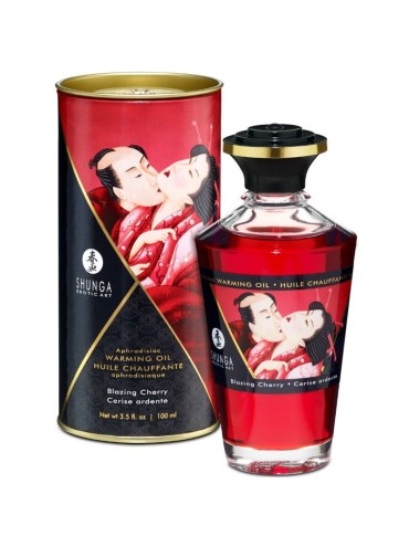 SHUNGA ACEITE MASAJE EFECTO CALOR SABOR INTENSO CEREZA 100 ML