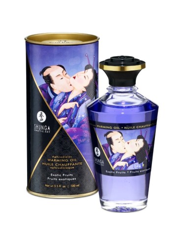 SHUNGA ACEITE MASAJE EFECTO CALOR SABOR FRUTAS EXOTICAS 100 ML