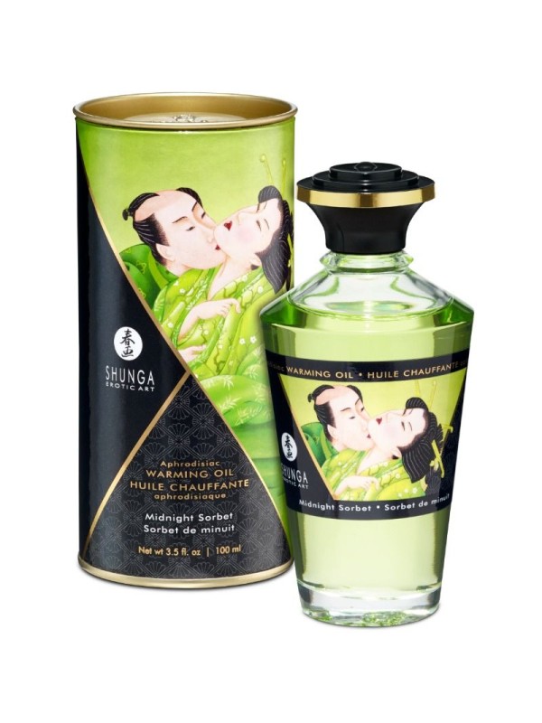 SHUNGA ACEITE MASAJE EFECTO CALOR SABOR SORBETE DE MEDIANOCHE 100 ML