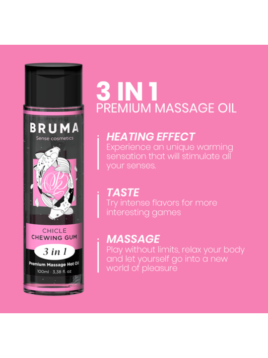 BRUMA ACEITE DE MASAJE PREMIUM EFECTO CALOR SABOR CHICLE 3 EN 1 100 ML