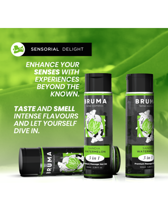 BRUMA ACEITE DE MASAJE PREMIUM EFECTO CALOR SABOR SANDIA 3 EN 1 100 ML