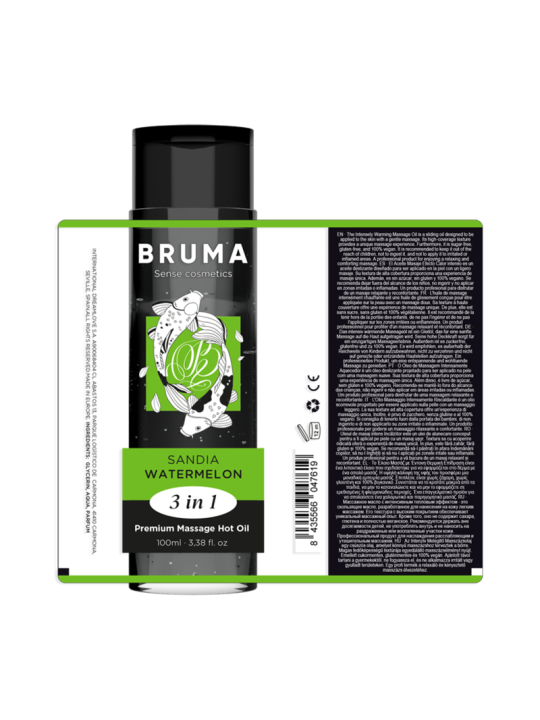 BRUMA ACEITE DE MASAJE PREMIUM EFECTO CALOR SABOR SANDIA 3 EN 1 100 ML