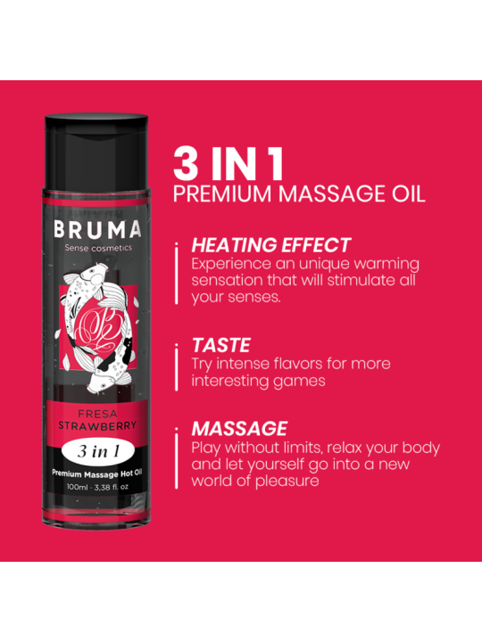BRUMA ACEITE DE MASAJE PREMIUM EFECTO CALOR SABOR FRESA 3 EN 1 100 ML