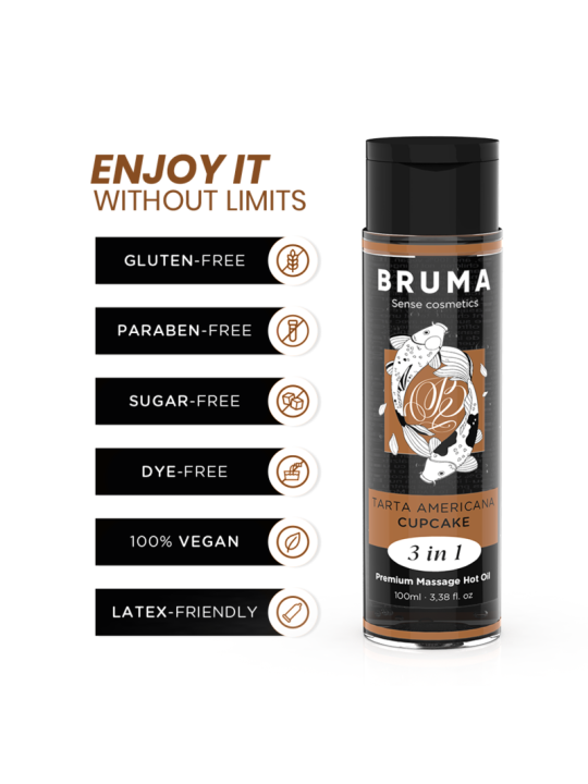 BRUMA ACEITE DE MASAJE PREMIUM EFECTO CALOR SABOR TARTA AMERICANA 3 EN 1 100 ML