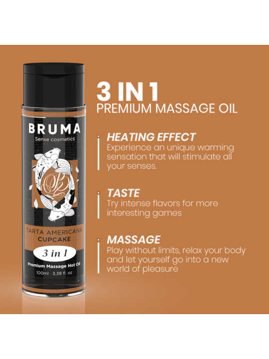 BRUMA ACEITE DE MASAJE PREMIUM EFECTO CALOR SABOR TARTA AMERICANA 3 EN 1 100 ML