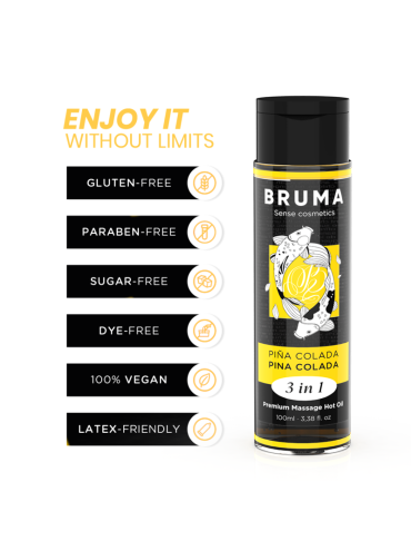 BRUMA ACEITE DE MASAJE PREMIUM EFECTO CALOR SABOR PINA COLADA 3 EN 1 100 ML