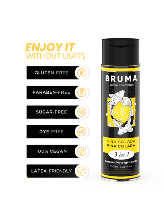BRUMA ACEITE DE MASAJE PREMIUM EFECTO CALOR SABOR PINA COLADA 3 EN 1 100 ML
