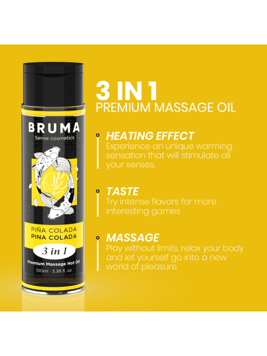 BRUMA ACEITE DE MASAJE PREMIUM EFECTO CALOR SABOR PINA COLADA 3 EN 1 100 ML