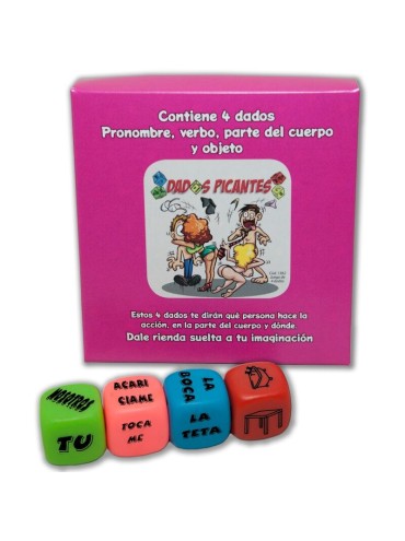 DIABLO PICANTE JUEGO 4 DADOS PRONOMBRE VERBO PARTE DEL CUERPO Y LUGAR