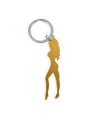 DIABLO PICANTE LLAVERO CON SILUETA DE MUJER COLOR DORADO CON ABRIDOR DE CERVEZA