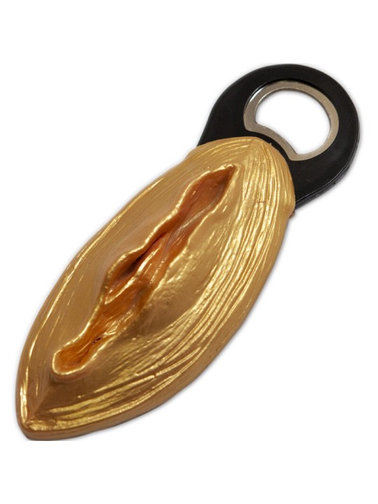 DIABLO PICANTE ABRIDOR NEGRO CON FORMA VAGINA DORADO