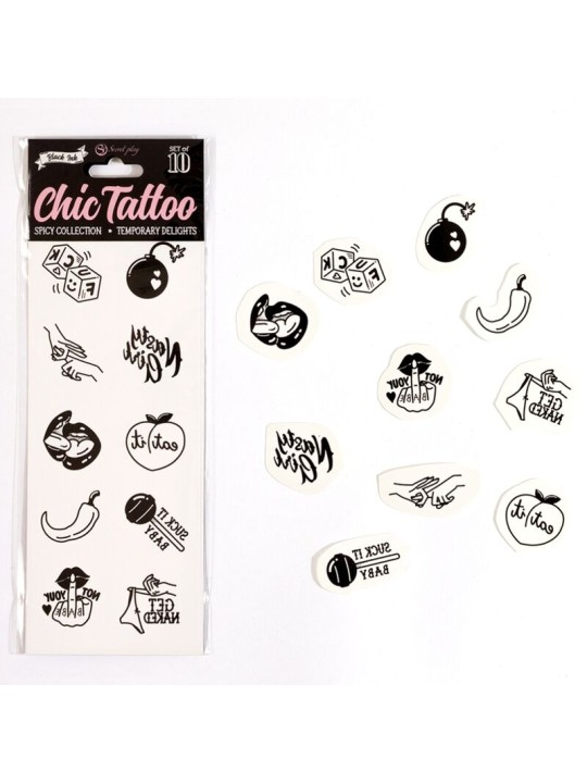 SECRET PLAY SET DE 10 TATTOOS TEMPORALES SPICY COLLECTION