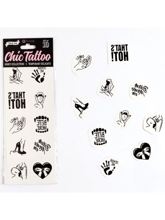 SECRET PLAY SET DE 10 TATTOOS TEMPORALES KINKY COLLECTION