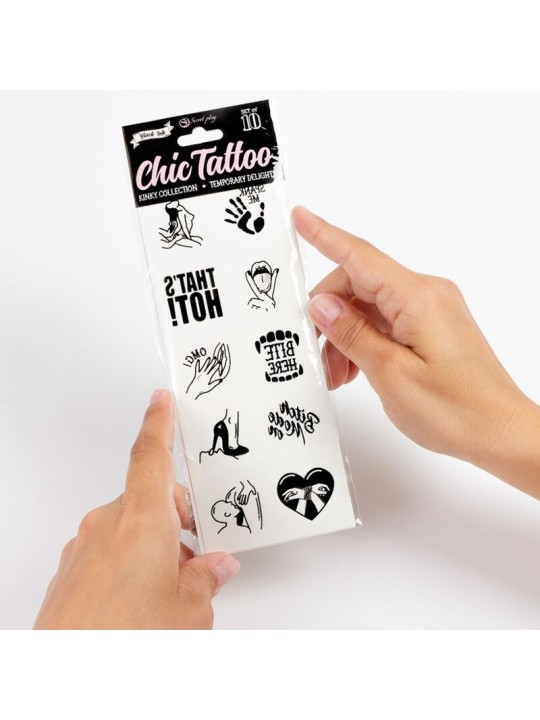 SECRET PLAY SET DE 10 TATTOOS TEMPORALES KINKY COLLECTION