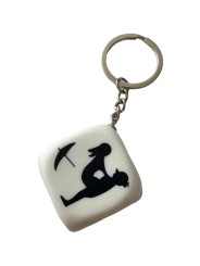DIABLO PICANTE LLAVERO DADO BLANCO CON POSTURAS