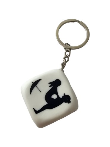 DIABLO PICANTE LLAVERO DADO BLANCO CON POSTURAS