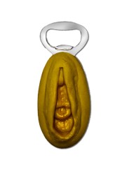 DIABLO PICANTE ABRIDOR PLATEADO CON FORMA VAGINA DORADA