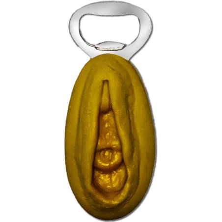 DIABLO PICANTE ABRIDOR PLATEADO CON FORMA VAGINA DORADA