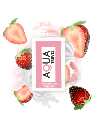 AQUA TRAVEL LUBRICANTE BASE AGUA SABOR FRESA Y NATA 6 ML