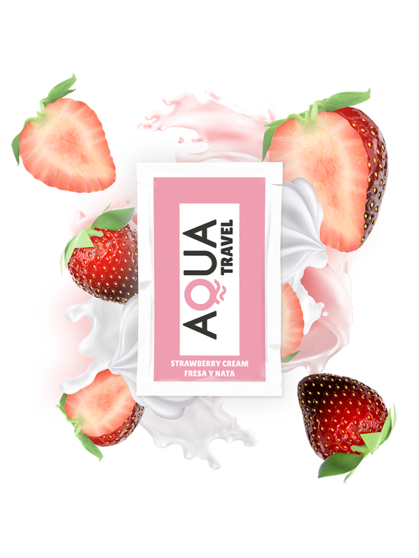 AQUA TRAVEL LUBRICANTE BASE AGUA SABOR FRESA Y NATA 6 ML