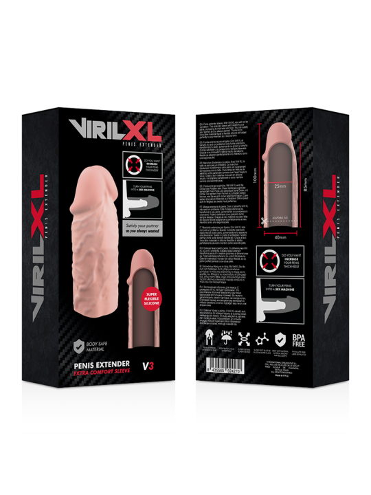 VIRILXL EXTENSION DE PENE LIQUID SILICONE V3 NATURAL
