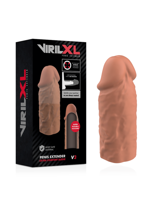 VIRILXL EXTENSION DE PENE LIQUID SILICONE V3 MARRON