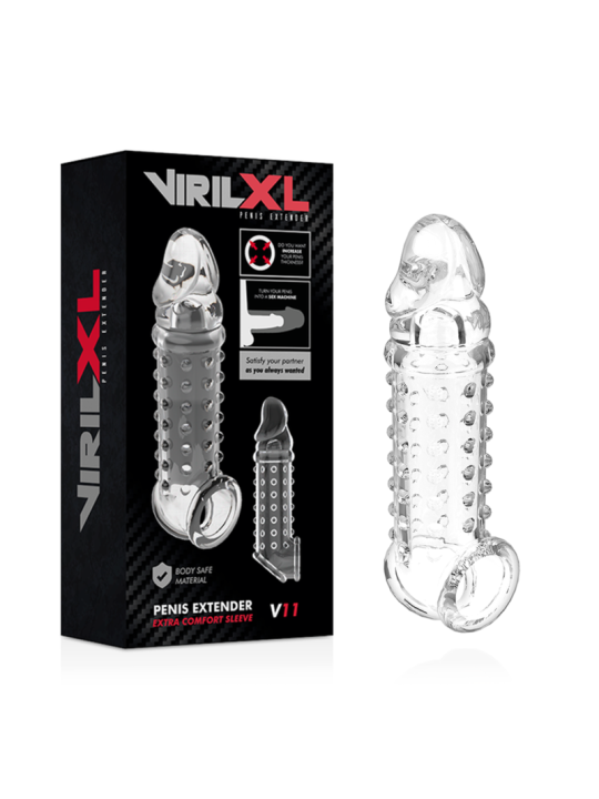 VIRILXL EXTENSION Y FUNDA DE PENE V11 TRANSPARENTE