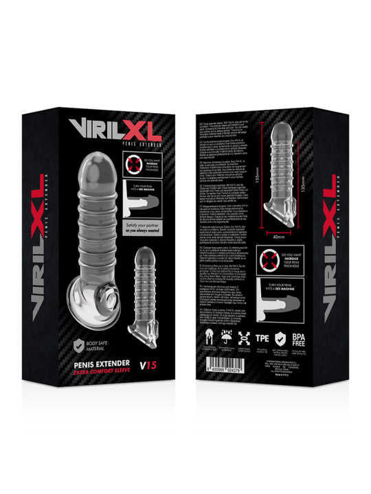VIRILXL EXTENSION Y FUNDA DE PENE V15 TRANSPARENTE